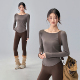 瑜伽服长袖 修身 弹力运动上衣秋冬打底普拉提训练T恤螺纹健身跑步