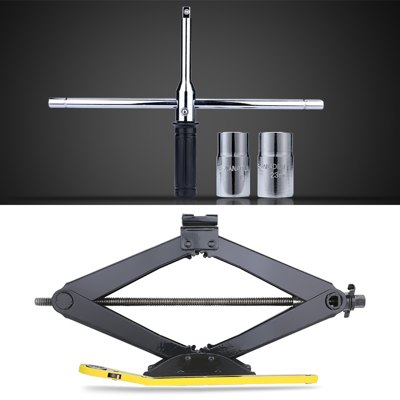 汽车轮胎扳手换胎随车工具小轿车用千斤顶手摇千斤安全多功能支架