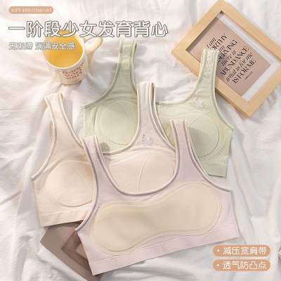 纯棉少女孩发育期8-16岁第一第二阶段运动文胸罩小学生背心内衣女
