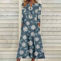2023 Autumn new Loose long dress for women, printed open-top long-sleeved dress thumbnail 6