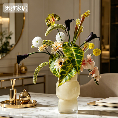 奶油风葫芦玻璃花瓶花艺干花摆件
