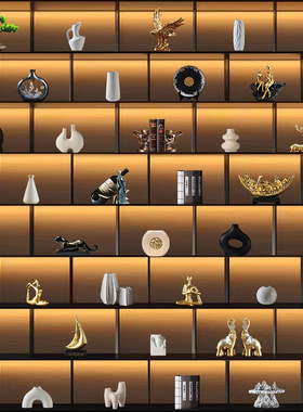 新中式轻奢艺术组合摆件招财象鹿