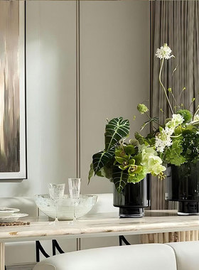 北欧白色果盘餐具摆件琉璃花瓶