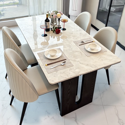 轻奢高级感大理石餐桌椅组合家用
