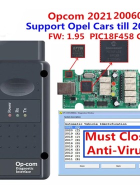OP COM 2021 200603a OPEL FT232RQ PIC18F458 OPCOM V1.95