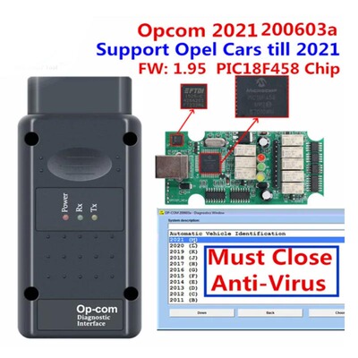 OP COM 2021 200603a OPEL FT232RQ PIC18F458 OPCOM V1.95