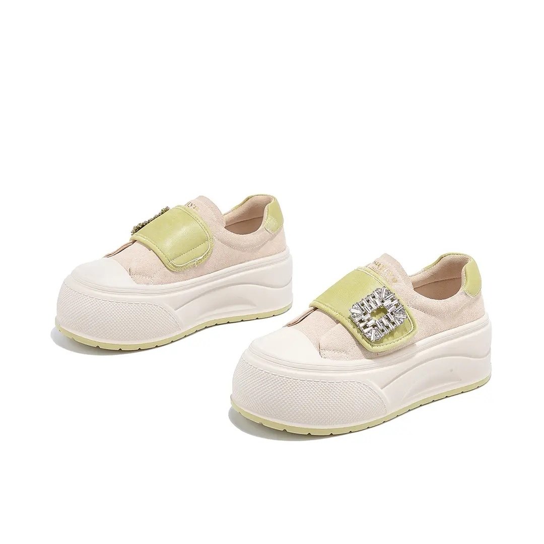 真皮水钻魔术贴厚底休闲女鞋2025早秋新款户外百搭徒步健步平底鞋,女鞋,时尚休闲鞋,淘宝优惠券,粉丝福利购,淘宝优惠卷