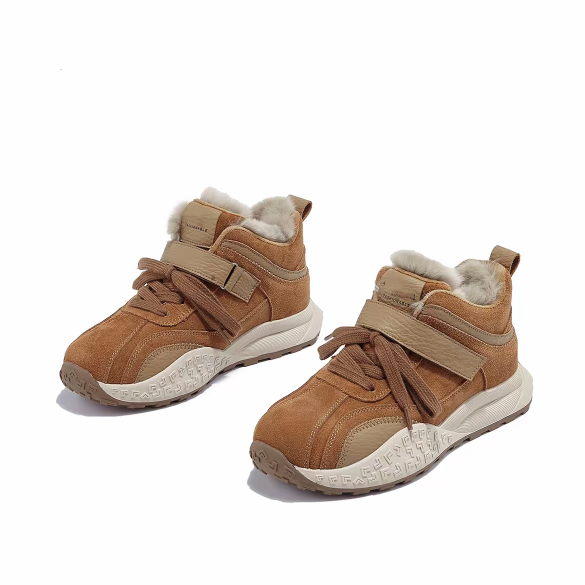 增高5cm真皮厚绒兔毛高帮雪地靴防水2025冬季防滑保暖时尚大棉靴,女鞋,时尚雪地靴,淘宝优惠券,粉丝福利购,淘宝优惠卷
