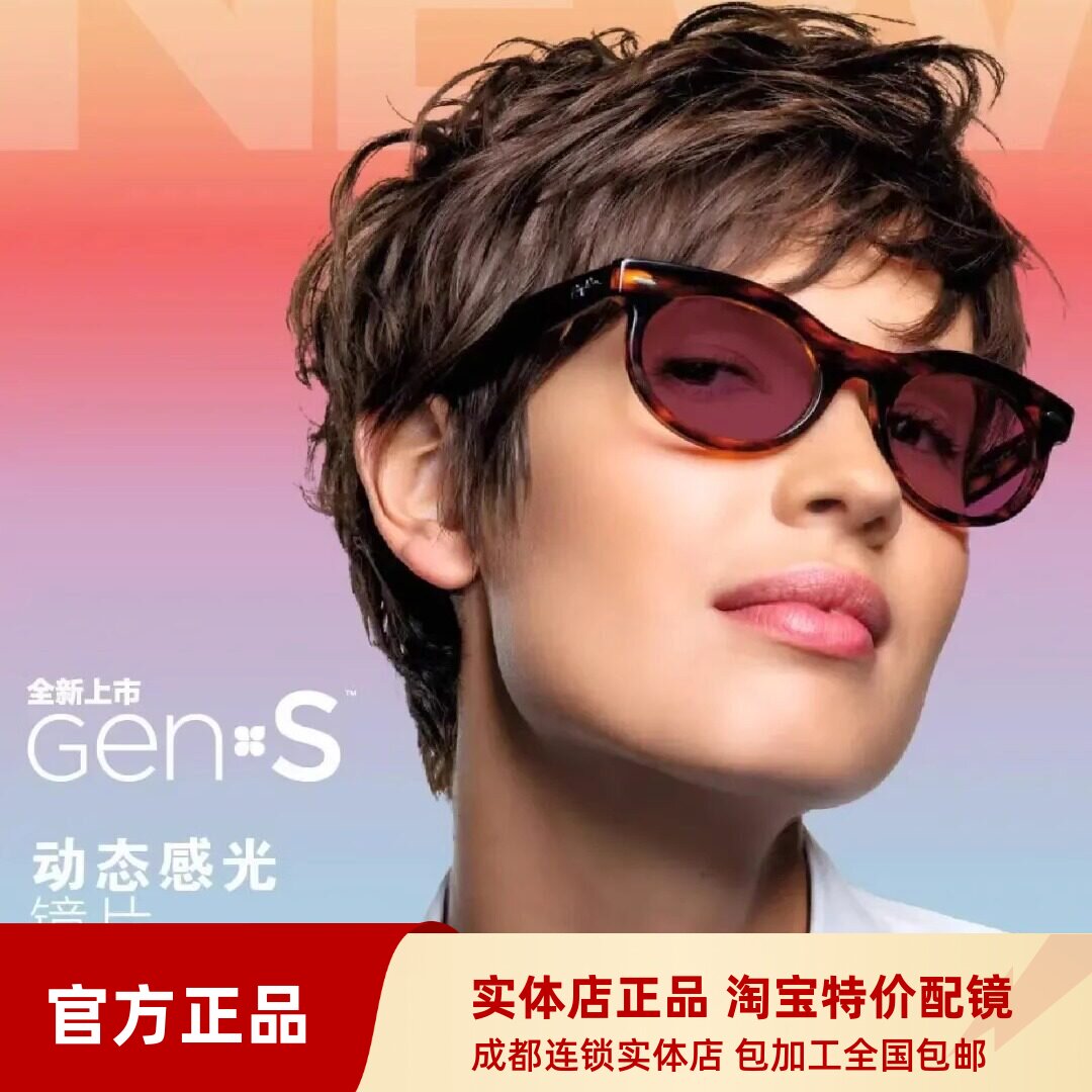 正品依视路钻晶全视线Gens变色镜片2片户外灰变棕绿色配近视眼镜