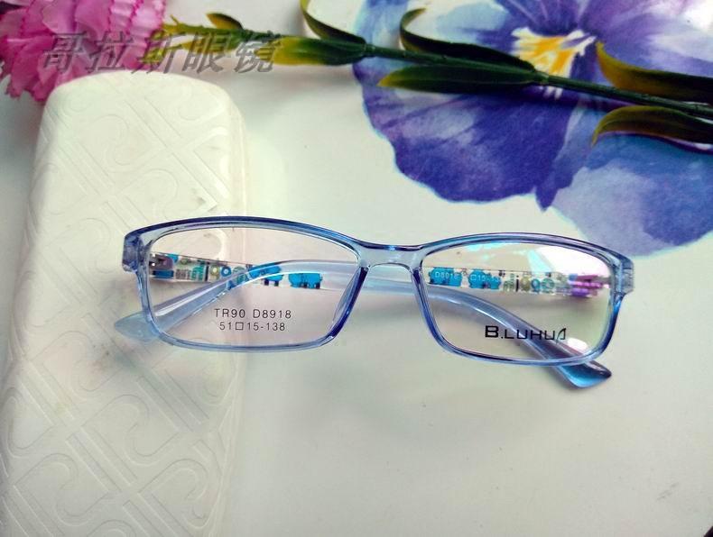 透明蓝色超轻配近视眼镜