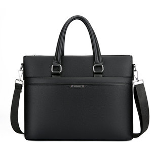 仅亏一天真皮男士公文包商务包大容量包包手提电脑包会议文件包男