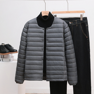 2025年新款轻薄羽绒服男士无领保暖内胆大码圆领内穿薄款V领外套