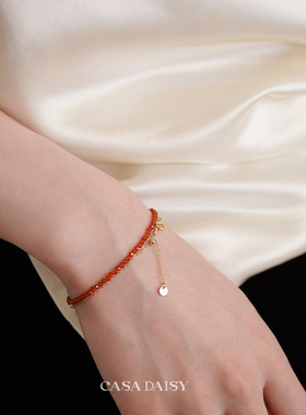 「细如红绳」极细天然红玛瑙手链