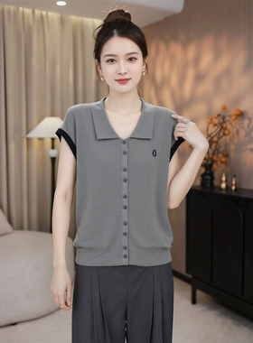 200斤polo领t恤上衣大码胖mm高端天丝针织飞飞短袖女夏季薄款开衫