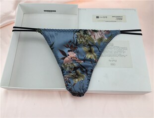 女士真丝内裤性感蕾丝100%桑蚕丝丁字裤舒适透气丝绸缎面三角裤