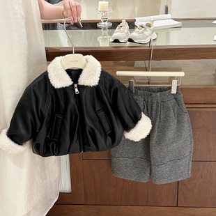 现货 儿童韩版 原创 新款 加厚女童皮衣 女宝加绒加厚皮衣冬装