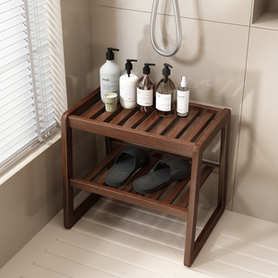 全实木洗澡凳浴室凳老人防滑凳孕妇坐凳客厅方凳家用换鞋凳卫生间