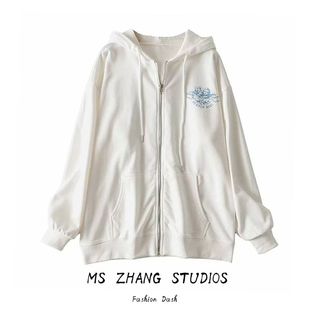 百搭显瘦外套上衣 宽松男友风拉链长袖 早秋BM长款 连帽卫衣2020新款