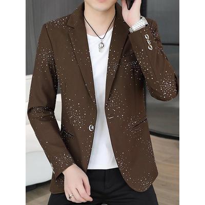 2025新款潮牌烫钻西服男春秋季潮流时尚休闲青年高级感痞帅外套潮