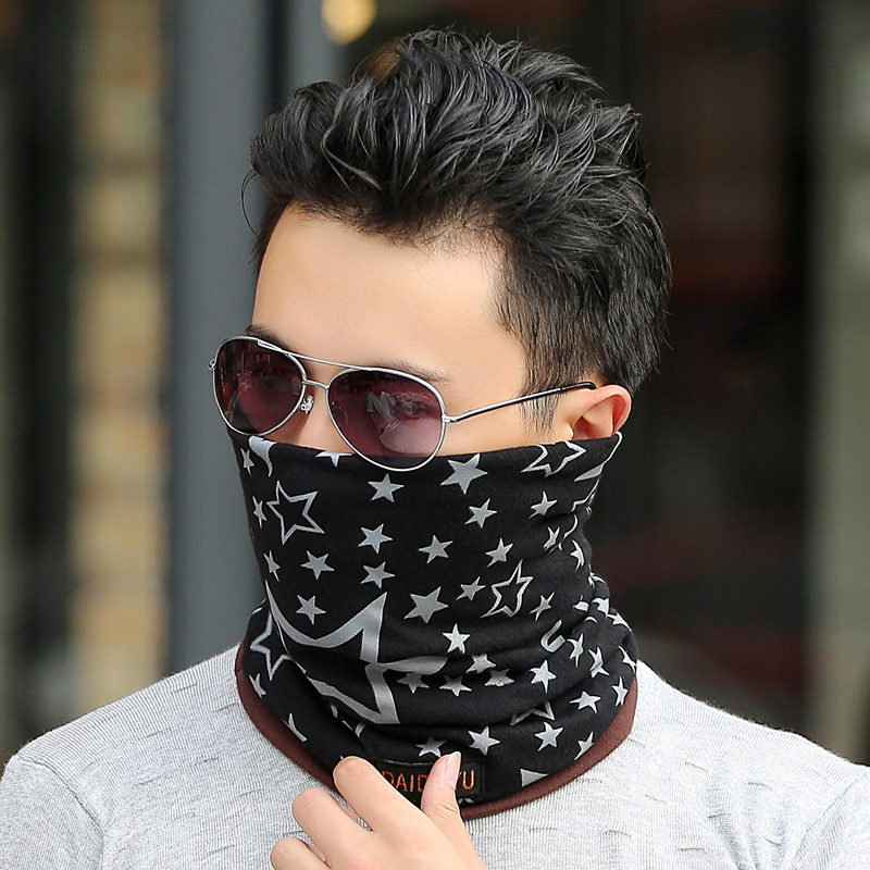 乔志户外骑行男士围脖套头帽两用短脖套秋冬季学生韩版保暖围巾