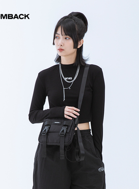 COMBACK潮流ins单肩学生斜挎小包包 逛街休闲黑色潮牌情侣女包