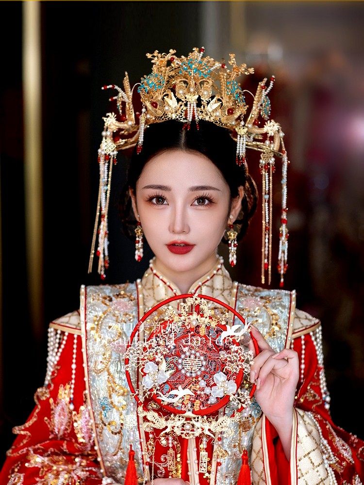 明制凤冠头饰新娘奢华2023新款汉服发冠中式皇后大婚结婚秀禾发饰