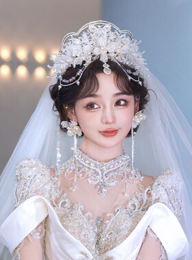 法式新娘主纱皇冠头饰水晶奢华