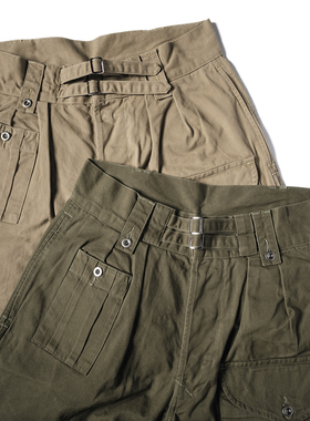 NON STOCK英军KD复古两褶长裤Gurkha男士廓尔格卡其绿宽松休闲裤