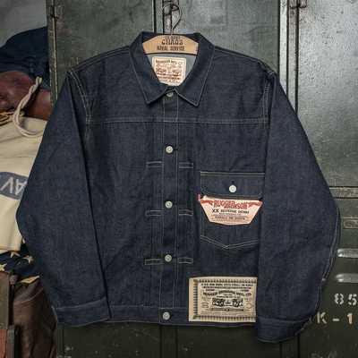 重磅赤耳牛仔衣服原色丹宁夹克