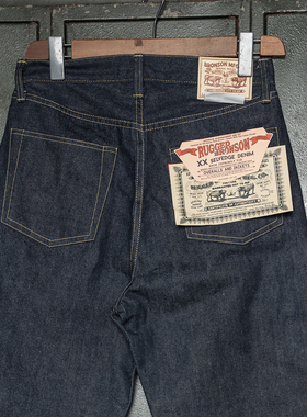 恶犬BRONSON 46801XX海军福利社原色赤耳丹宁14oz高腰直筒牛仔裤