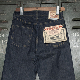恶犬BRONSON 46801XX海军福利社原色赤耳丹宁14oz高腰直筒牛仔裤