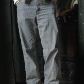 lot421 HICKORY铁路条纹工装 长裤 恶犬BRONOSN 赤耳竖条牛仔布裤 子