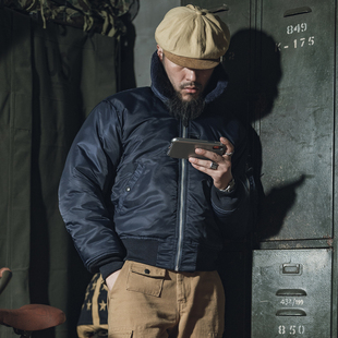 恶犬BRONSON复刻B-15C羊毛翻领蓝色飞行服夹克 韩战梦露厚外套B15