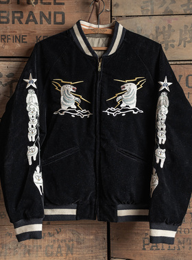 NON STOCK阿拉斯加50s刺绣双面着用绗缝夹克ALASKA横须贺丝绒外套