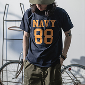 恶犬BRONSON美式 纯棉t恤 FOOTBALL海军橄榄球短袖 足球 RUGBY运动衫