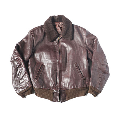 60s古着 G-1 A-2风格 植鞣革真皮皮衣夹克 轰炸机飞行BOMBER外套