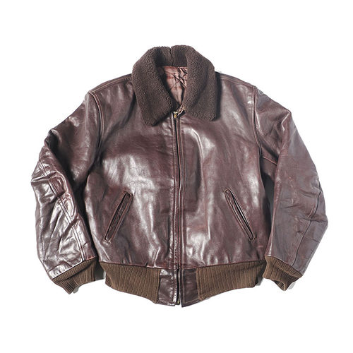 60s古着 G-1 A-2风格 植鞣革真皮皮衣夹克 轰炸机飞行BOMBER外套