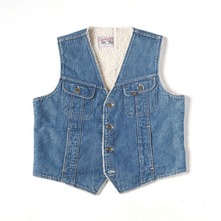 80s RIDERS 暴风骑士 牛仔马甲 色落 LEE 内部是摇粒绒 STORM