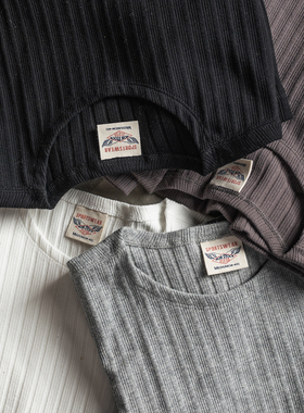 Non Stock法式螺纹Ribbed Knit略修身针织圆领素色打底短袖T恤衫