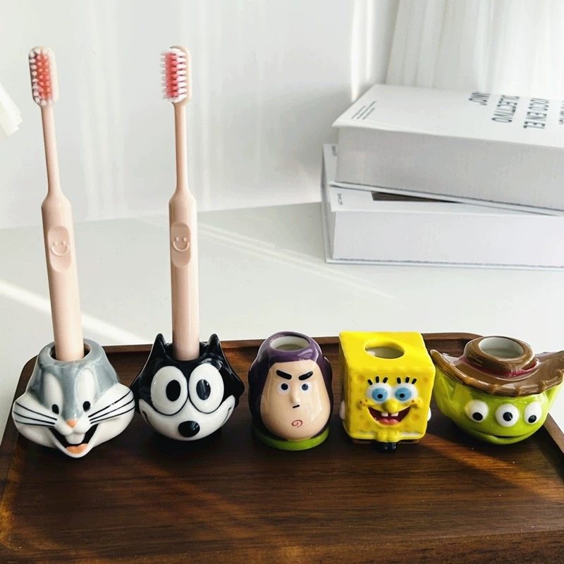 海绵宝宝陶瓷牙刷架可爱浴室置物收纳牙具摆件装饰卡通可爱创意