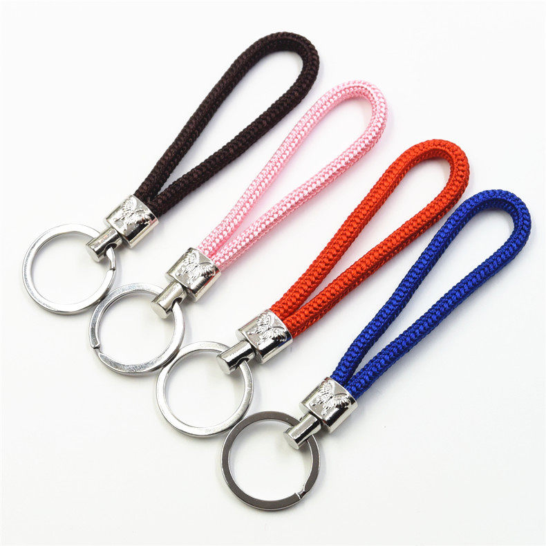 彩色编织绳钥匙链 女士编绳钥匙扣 钨钢钥匙挂件包包挂饰包邮挂件