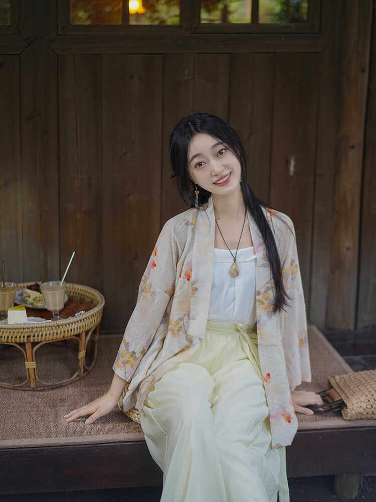 LUMINGXI 원래 HANFU 노래 바지 새로운 중국 스타일 칼라 셔츠 노래 촉촉한 서스펜더 매일 통근 가을 겨울 국립 스타일