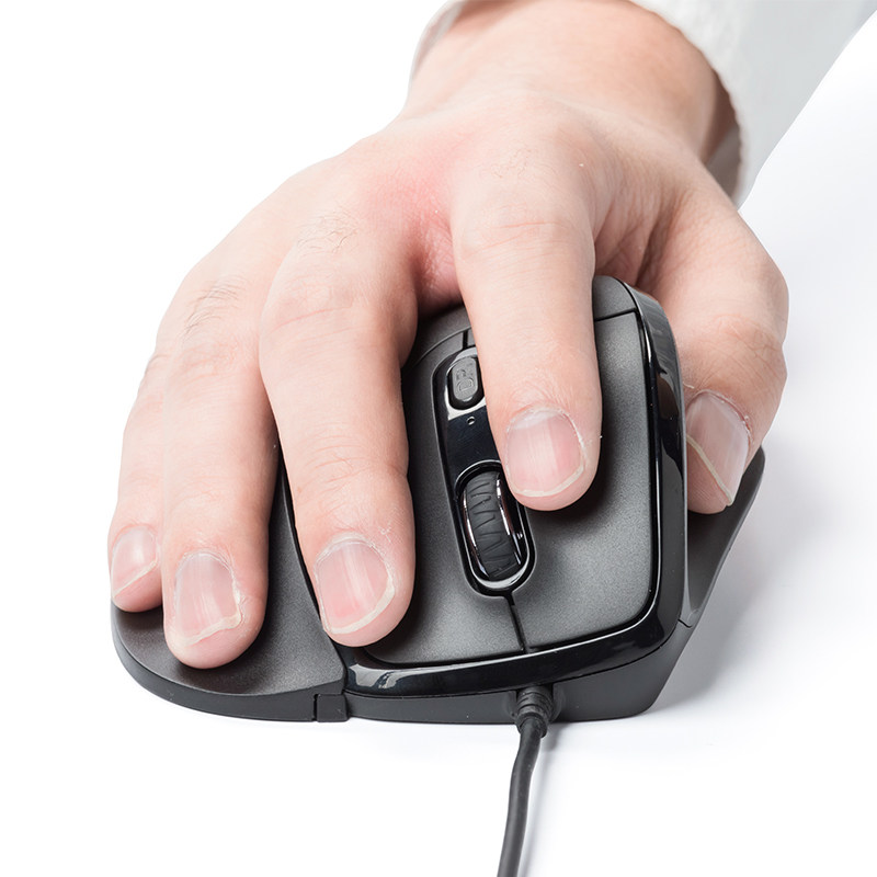 日本sanwa山业带指托有线鼠标可拆卸手托横握电脑笔记本台式机有限usb