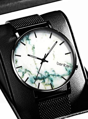 Benken正品男士手表男学生简约超薄大理石防水男生石英表8012MQ