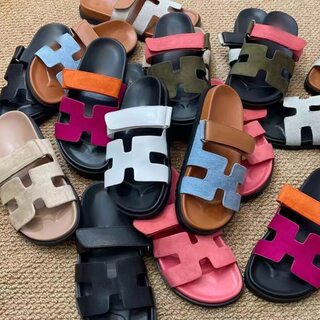 跨境大码2024夏季新款拖鞋女厚底一字魔术贴欧美拼色slippers