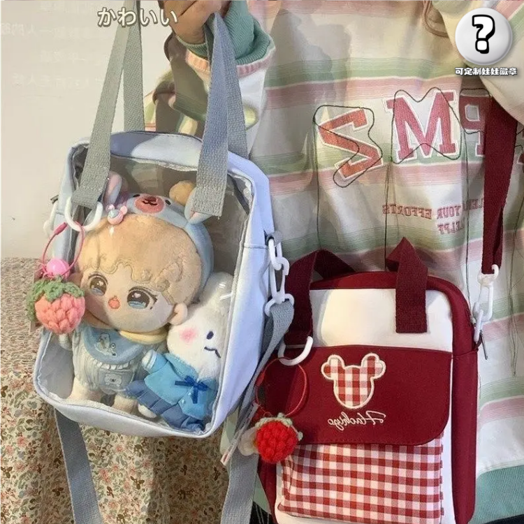 20cm棉花娃娃包ins可爱学院风二次元透明痛包 日系软妹斜挎包