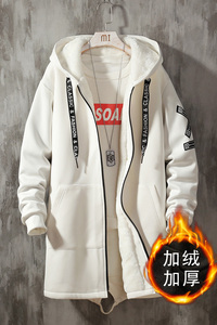 秋冬2021新款男士棉衣外套大码加绒加厚中长款风衣男 F907图片