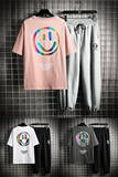 网格夏季新款宽松潮牌T恤九分裤运动休闲短袖T恤套装男TZ112-P78，男装T恤，电商A441