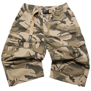 夏天七分马裤CP迷彩裤男 多袋工装裤mc迷彩短裤加肥加大男士7分裤