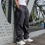 hiphop阔腿裤 宽松直筒裤 男 潮胖子男大码 松紧腰围肥佬休闲男长裤